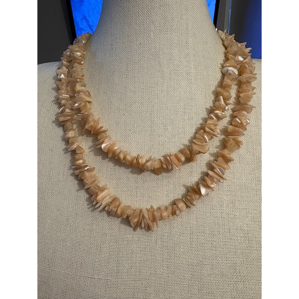 Vintage 40" Mother of Pearl Chip Necklace Single Strand